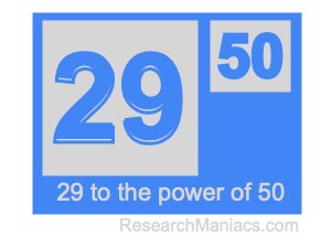 29 to the power of 50