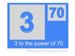 3 to the power of 70