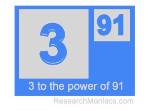 3 to the power of 91