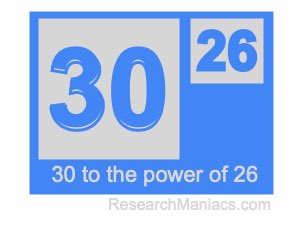 30 to the power of 26