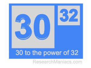 30 to the power of 32