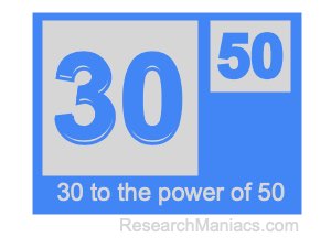 30 to the power of 50