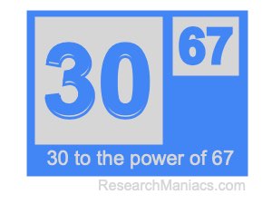 30 to the power of 67