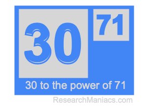 30 to the power of 71