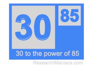 30 to the power of 85