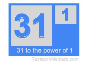 31 to the power of 1