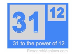 31 to the power of 12