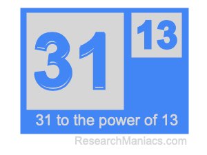 31 to the power of 13