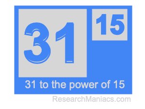 31 to the power of 15