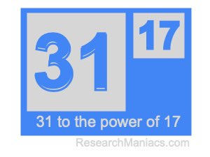 31 to the power of 17