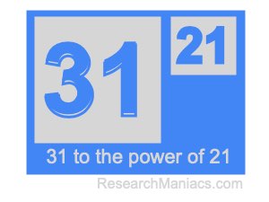31 to the power of 21