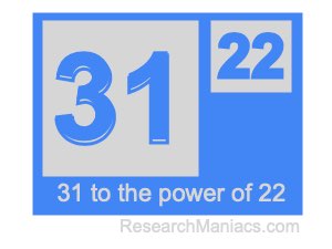31 to the power of 22