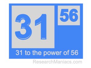 31 to the power of 56