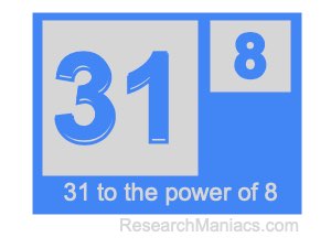 31 to the power of 8