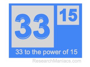 33 to the power of 15