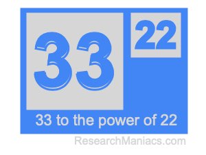 33 to the power of 22