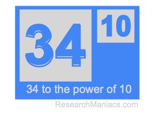 34 to the power of 10