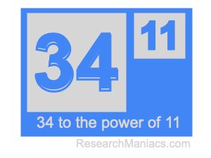 34 to the power of 11