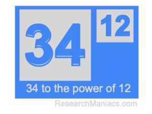 34 to the power of 12