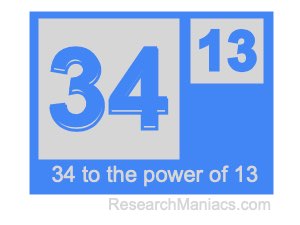 34 to the power of 13
