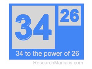 34 to the power of 26