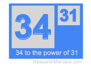 34 to the power of 31