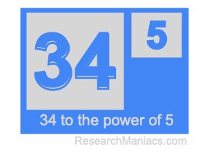 34 to the power of 5