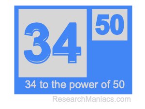34 to the power of 50