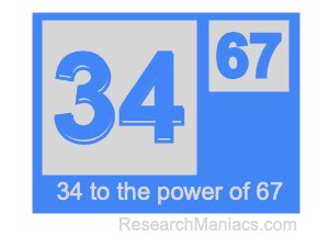 34 to the power of 67