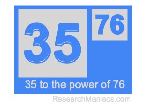 35 to the power of 76