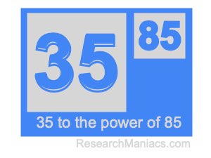35 to the power of 85