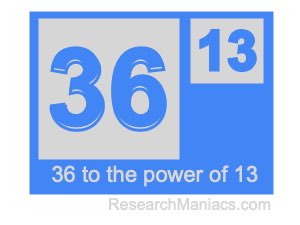 36 to the power of 13