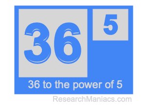 36 to the power of 5