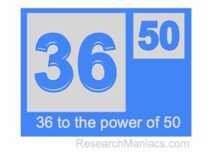 36 to the power of 50