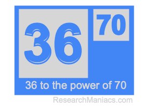 36 to the power of 70