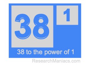 38 to the power of 1