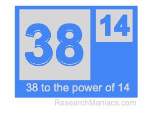 38 to the power of 14