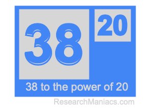 38 to the power of 20
