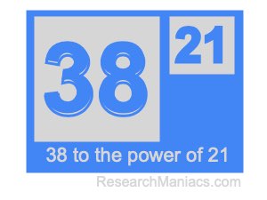 38 to the power of 21