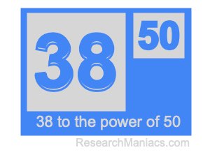 38 to the power of 50