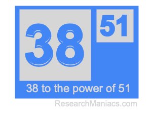 38 to the power of 51