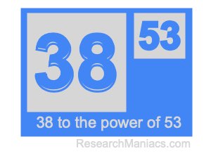38 to the power of 53