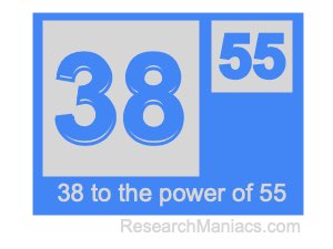 38 to the power of 55