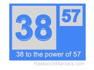 38 to the power of 57