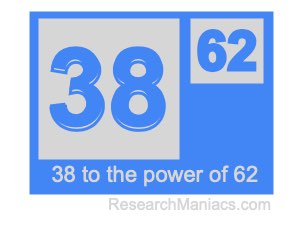 38 to the power of 62