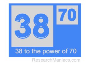 38 to the power of 70