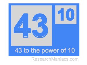 43 to the power of 10