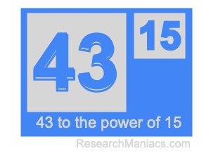 43 to the power of 15