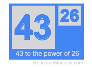 43 to the power of 26