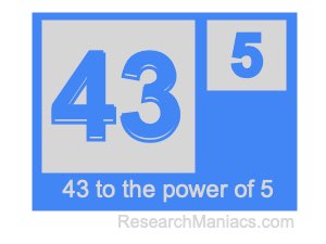 43 to the power of 5